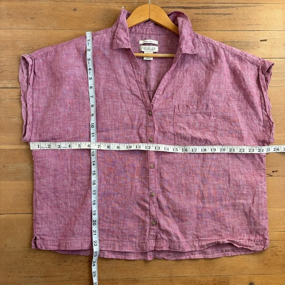 Rachel Zoe LINEN Short Sleeve Button Up Cropped Blouse Women’s Size XL - Picture 8 of 8